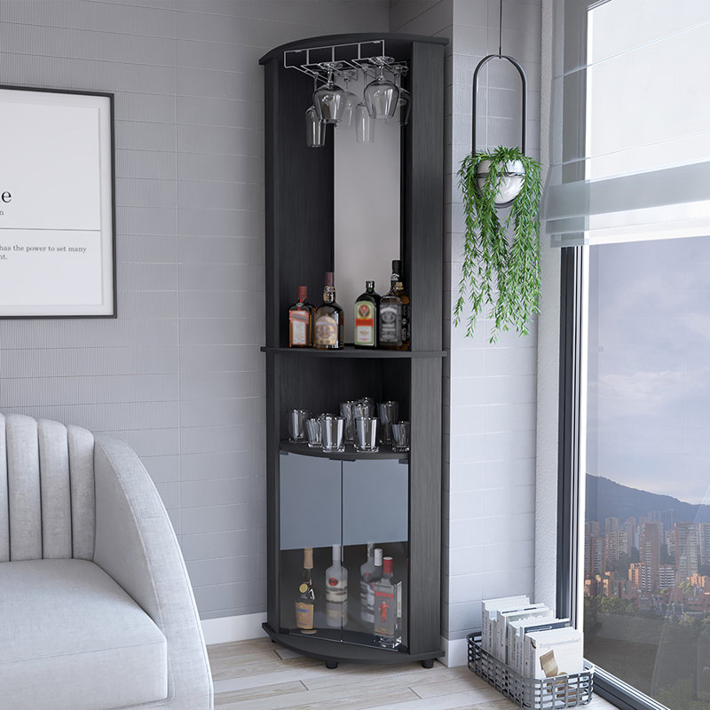 Latitude Run Cervin Corner Bar Cabinet Rialto Black Width X 17 7 Wayfair Canada